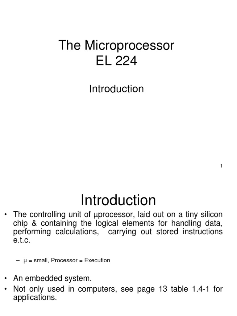 The Microprocessor EL 224 PDF Integrated Circuit Central