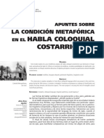 Apuntes Sobre La Condición Metafórica en El Habla Coloquial Costarricense PDF