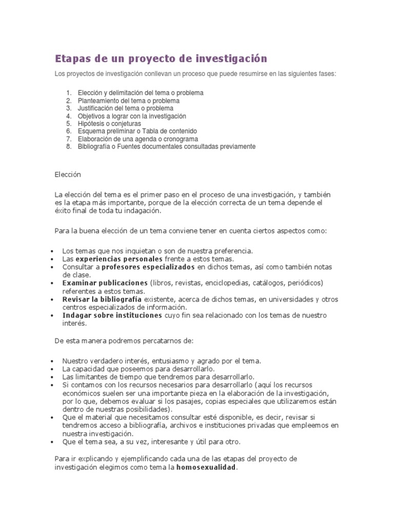 Etapas De Un Proyecto De Investigacion Pdf Homosexualidad Ciudad De Mexico
