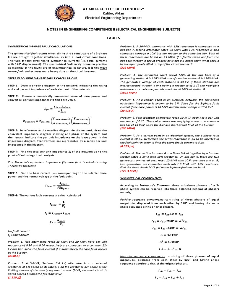 Symmetrical Fault Calculations in EE | PDF | Electrical Impedance ...