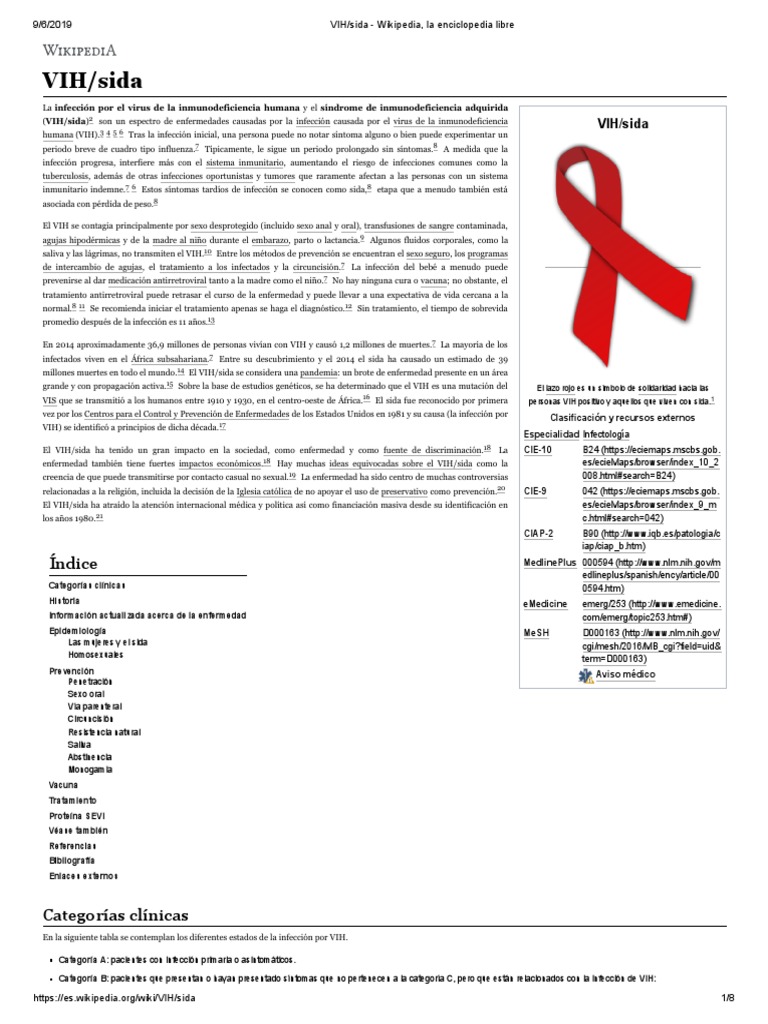 VIH - Sida - Wikipedia, La Enciclopedia Libre | PDF | VIH / SIDA | VIH