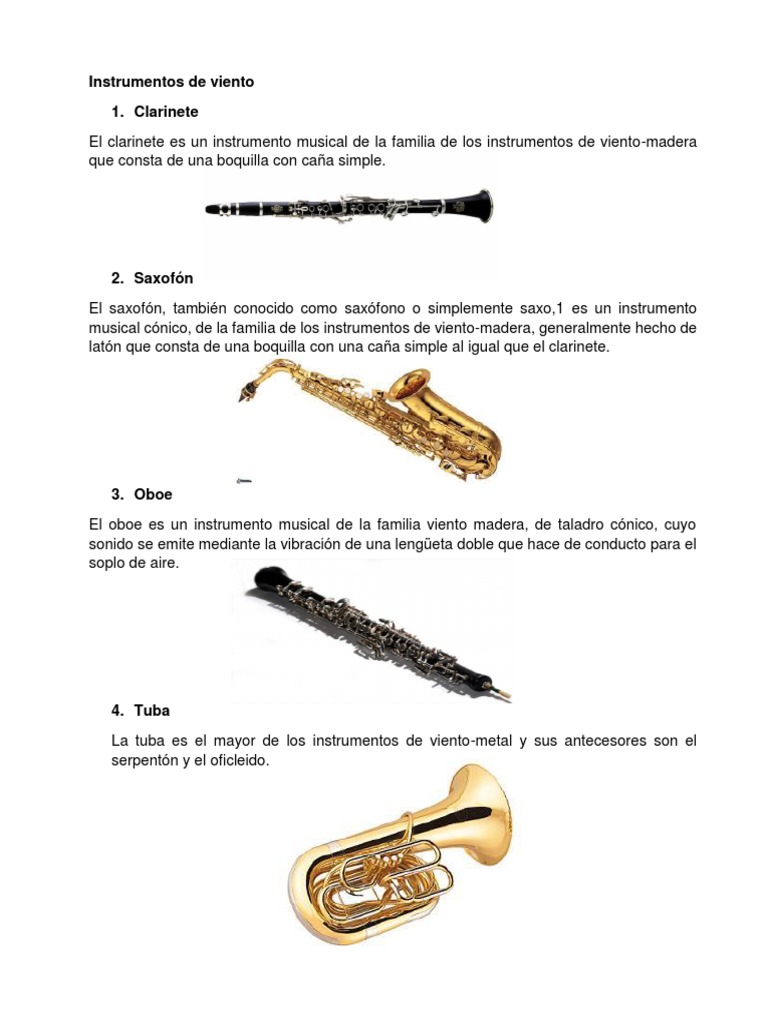 Instrumentos de Viento: Tipos y Clases | PDF | Instrumentos de viento ...