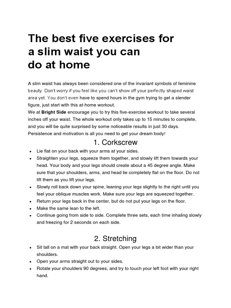 The Best Five Exercises For A Slim Waist You Can Do at Home 1