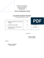 Accomplishment Report: Office of The Barangay Captain