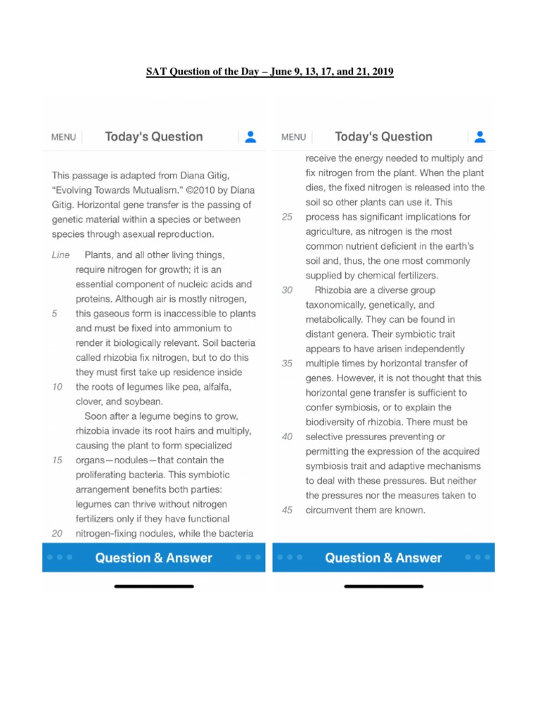 SAT Questions for June 2019 | PDF