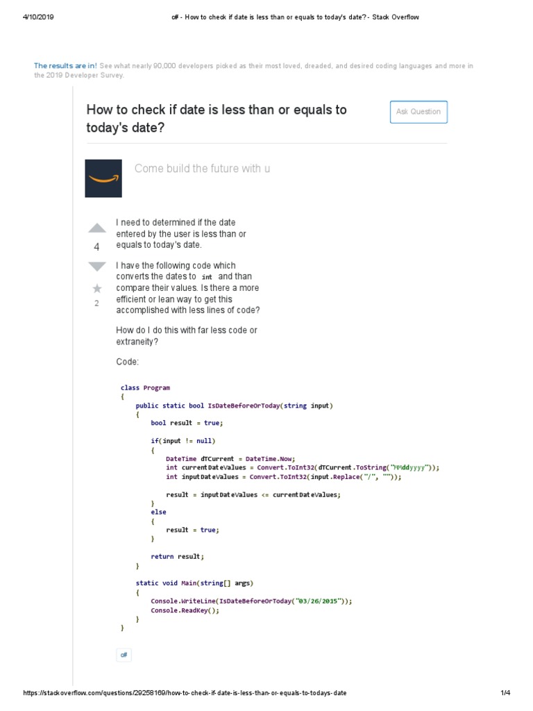 Check If Date Is Less Than Current Date