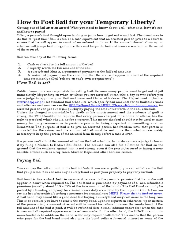 Guide to Posting Bail and Getting Released | PDF | Bail | Arrest