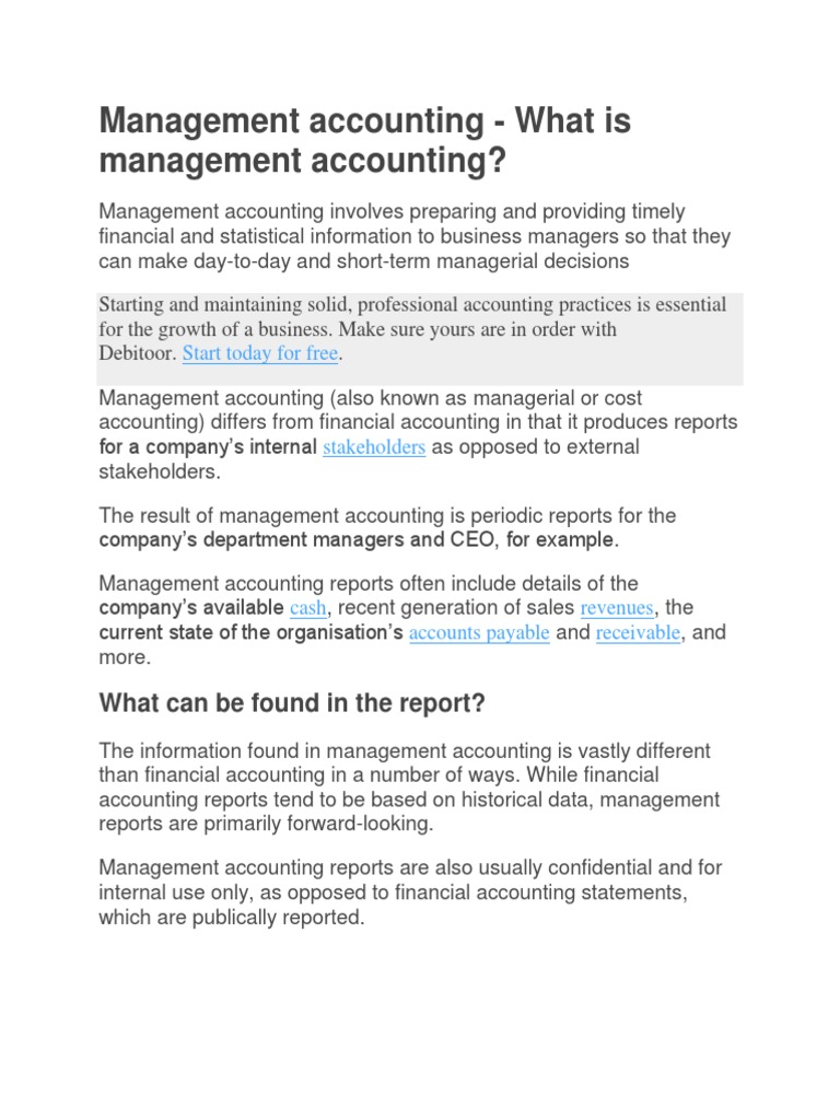 Understanding Management Accounting Basics | PDF | Finance & Money ...