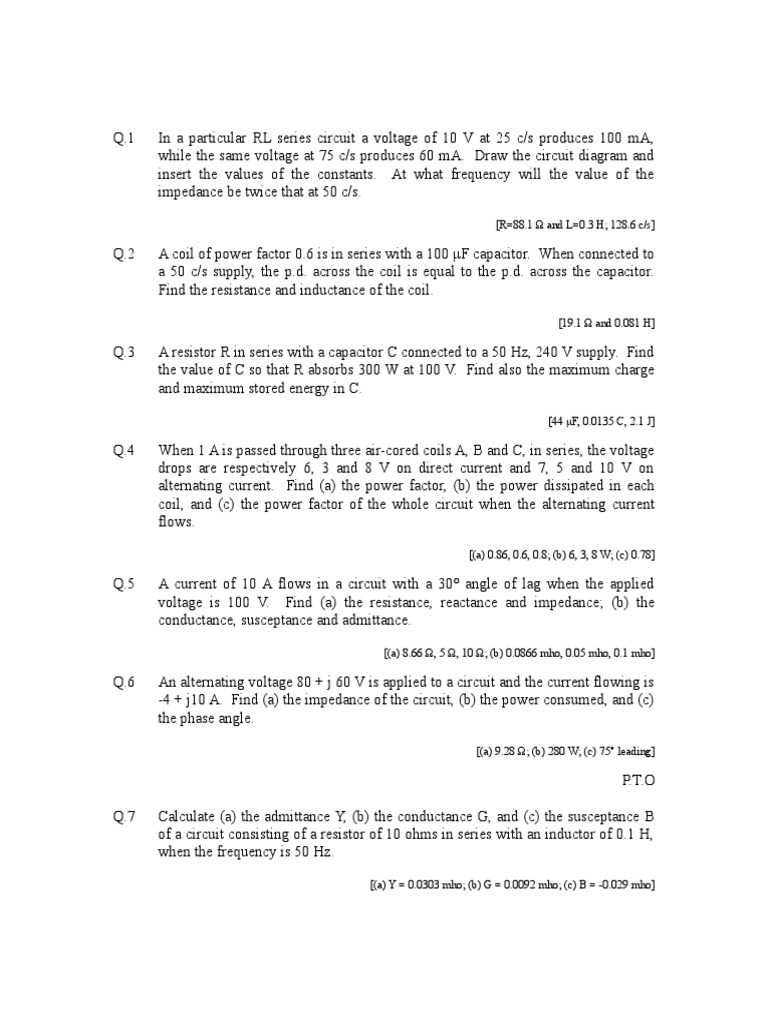 AC Circuit Analysis and Calculations | PDF | Series And Parallel ...