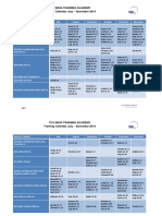 Training Calendar - July - Dec 2019