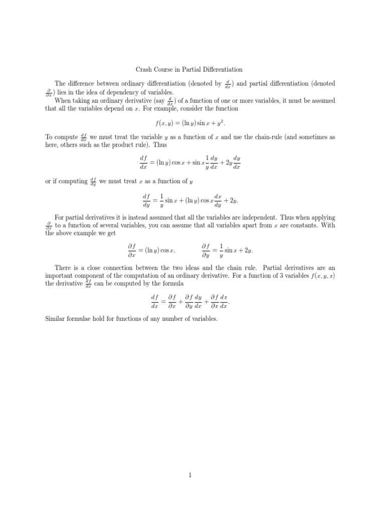 Understanding Partial Differentiation Basics | PDF | Teaching Methods ...