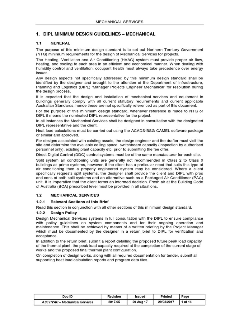 HVAC Mechanical Services Design Guidelines | PDF | Duct (Flow) | Hvac