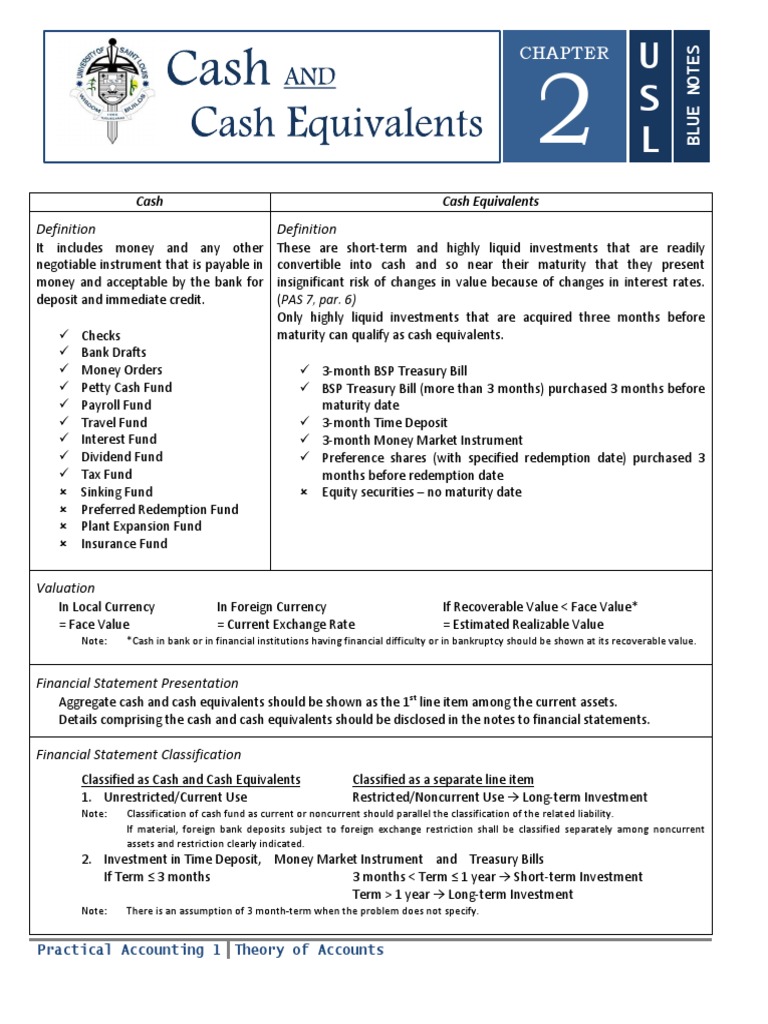 Cash and Cash Equivalents PDF Cash And Cash Equivalents Deposit Account