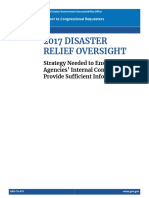 2017 Disaster Relief Oversight: Strategy Needed To Ensure Agencies' Internal Control Plans Provide Su Cient Information