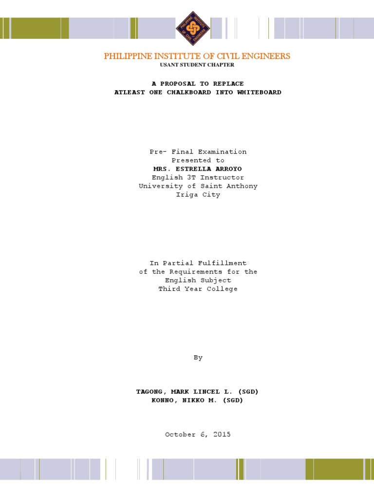 Philippine Institute of Civil Engineers A Proposal To Replace Atleast