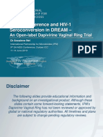 Safety, Adherence and HIV-1 Seroconversion in DREAM - An Open-Label Dapivirine Vaginal Ring Trial.