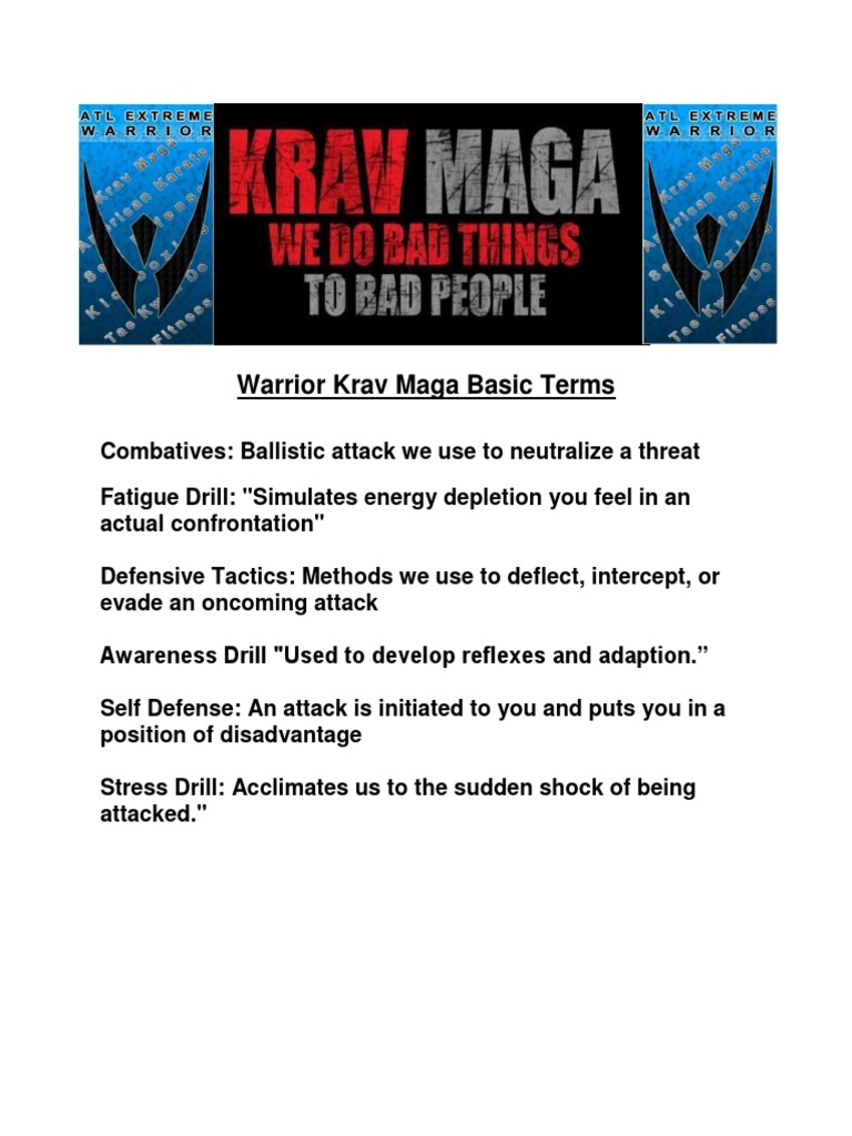 Warrior Krav Maga Levels 13 Testing Info & Grading Sheet PDF