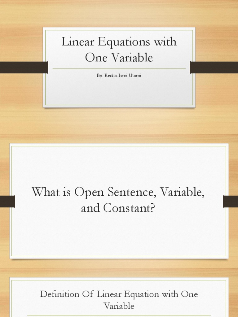 Solving Linear Equations with One Variable | PDF | Language Arts ...
