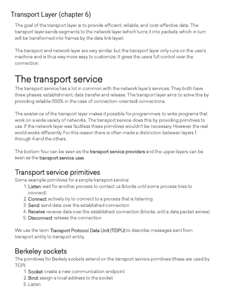 Transport Service Primitives Overview | PDF | Transmission Control ...