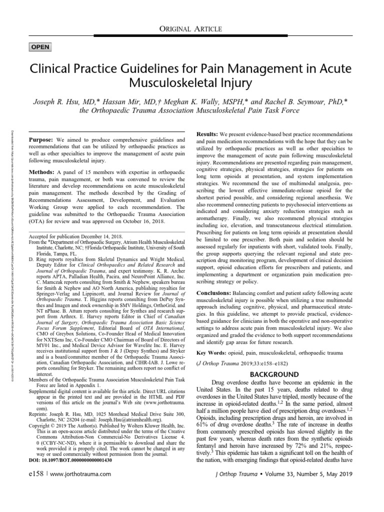 Clinical Practice Guidelines For Pain Management.11 | PDF | Pain ...
