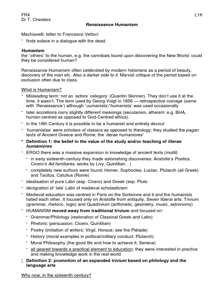 Renaissance Humanism Pdf Humanism Rhetoric