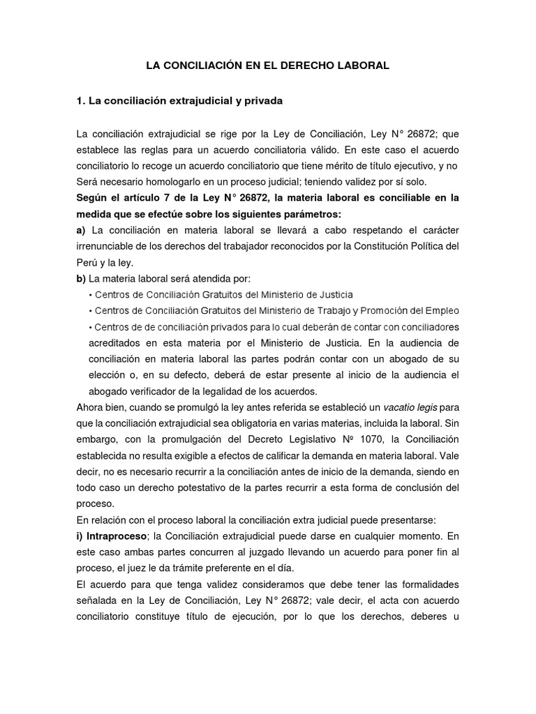 La Conciliación en Derecho Laboral | PDF | Demanda judicial | Sentencia ...