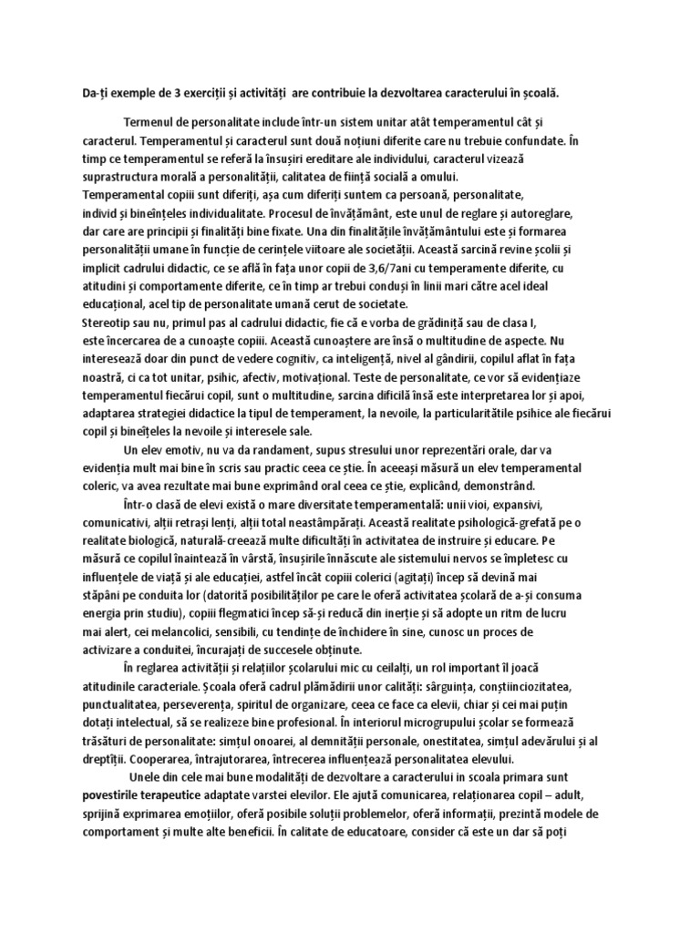 3 Exercitii Activ PT Formarea Caracterului | PDF