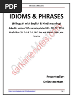 Ssc All Previous Year Asked Idiom & Phrase PDF ( for More Book - Sarkarienotes.com )