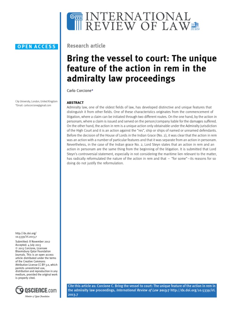 Shipping Art PDF Admiralty Law In Rem Jurisdiction