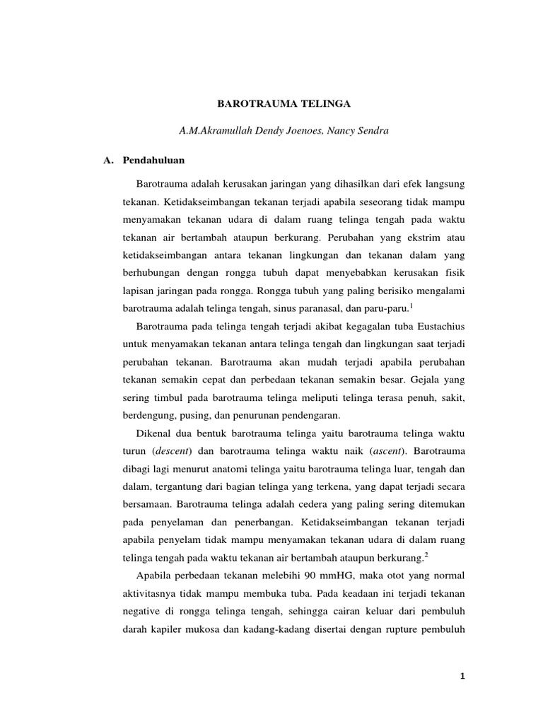 Barotrauma Telinga | PDF