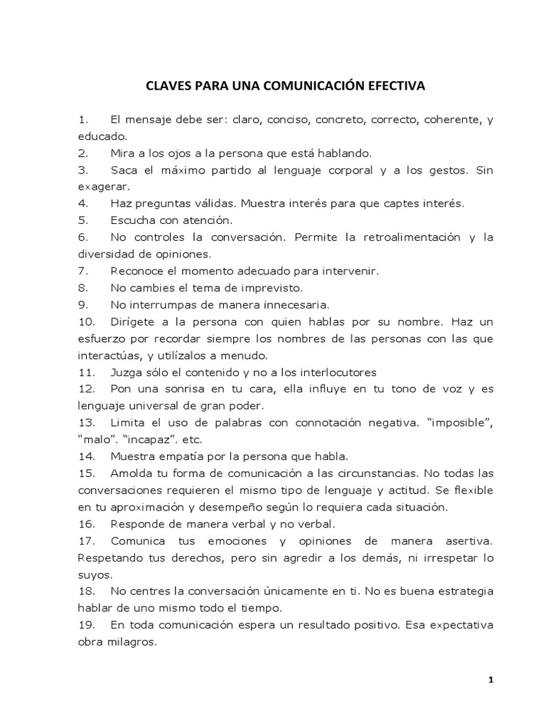 Claves para una Comunicación Efectiva | PDF | Crecimiento personal y ...