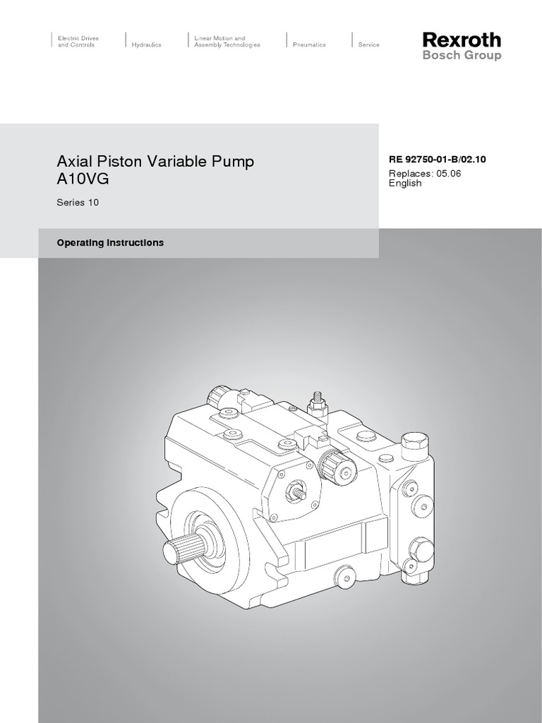 Axial Piston Pump Bosch Rexroth A10VG PDF | PDF | Turbocharger | Pump