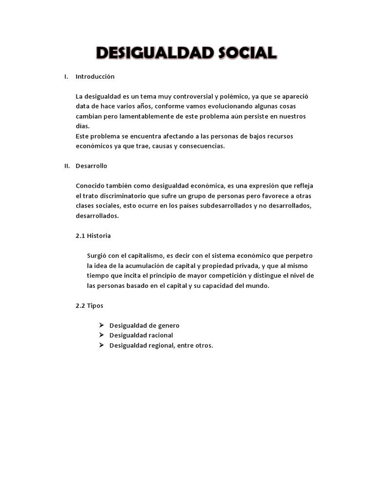 Causas y Consecuencias de la Desigualdad | PDF | Ciencias sociales