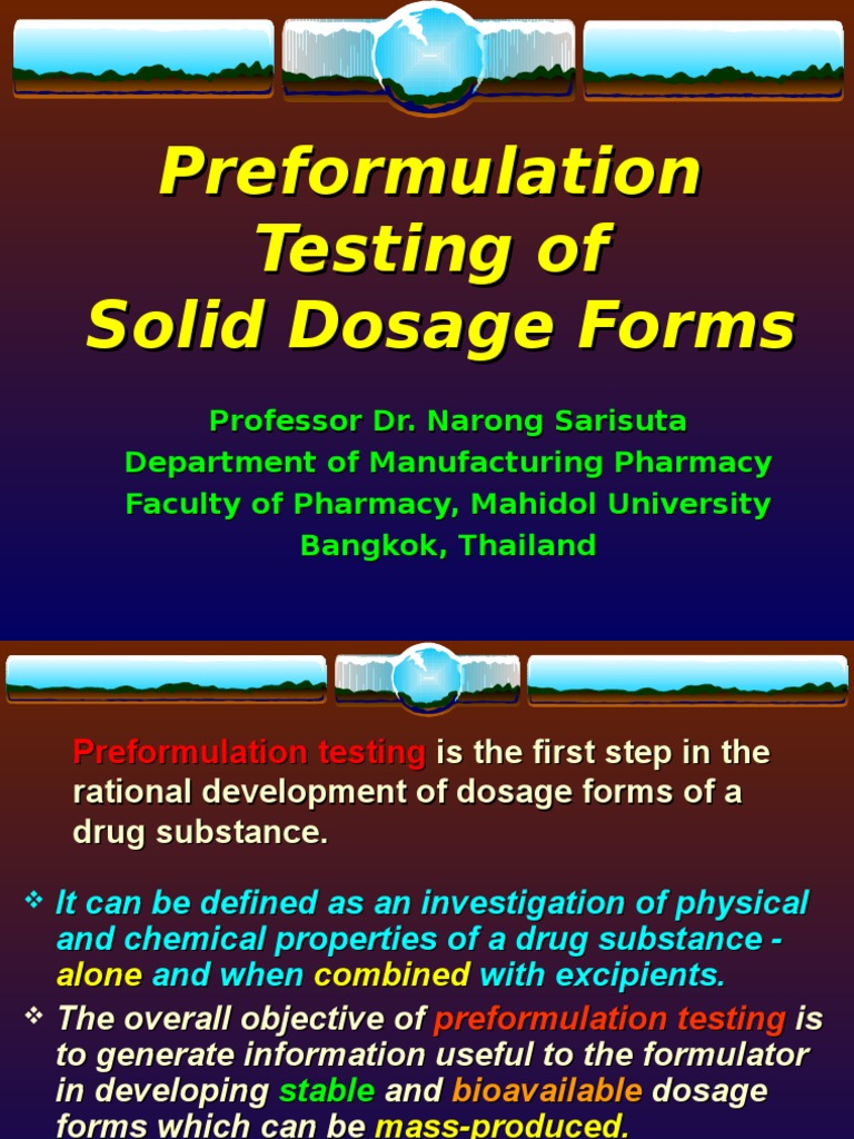 Preformulation Studies in Solid Dosage Forms | PDF | Adsorption ...