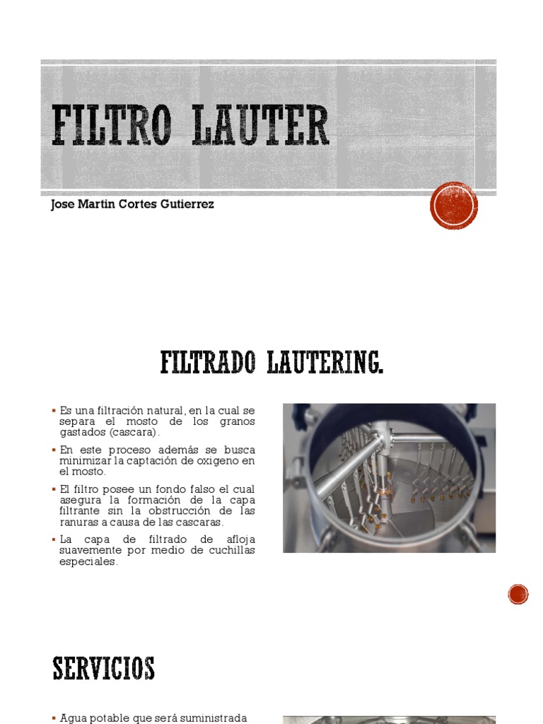 Filtro Lauter: Proceso y Diseño | PDF