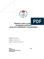 Relatório Uerj - Teste de Solubilidade e Miscibilidade