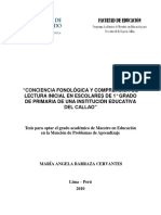 2010_Barraza_Conciencia fonológica y comprensión de lectura inicial en escolares de 1° grado de primaria de una institución educativa del Calla