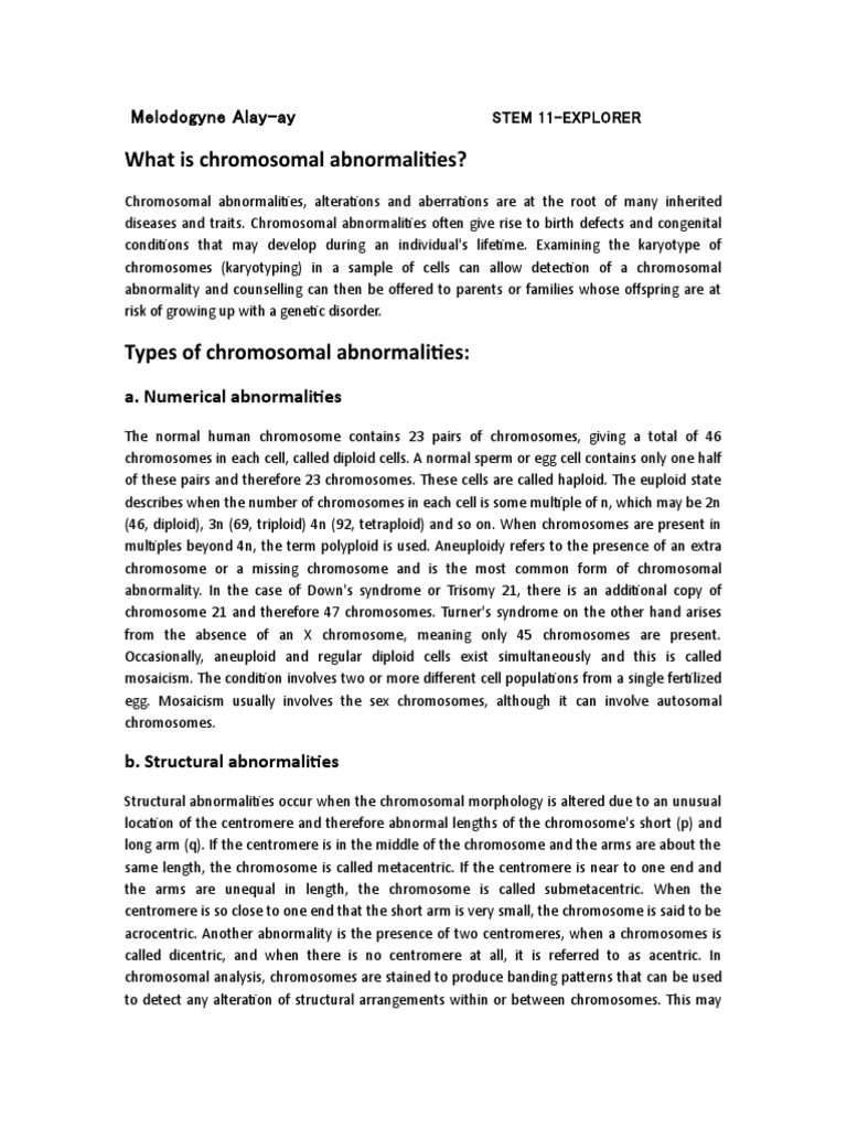 Understanding Chromosomal Abnormalities | PDF | Ploidy | Chromosome