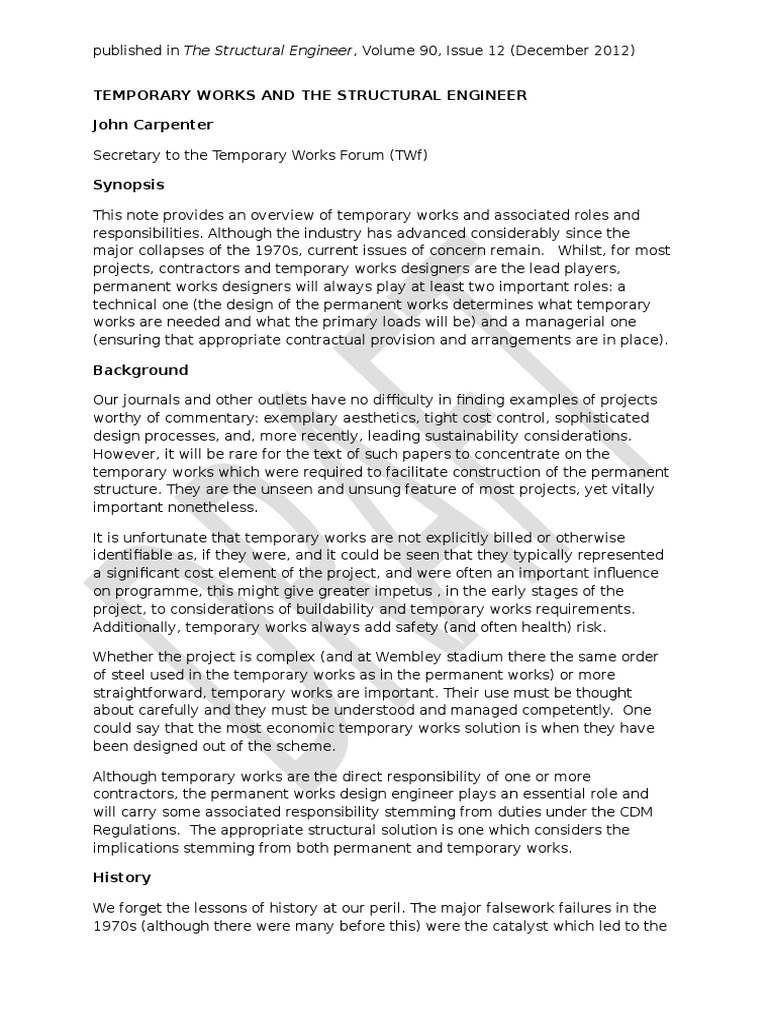 Temporary Works in Structural Engineering | PDF | Temporary Work ...