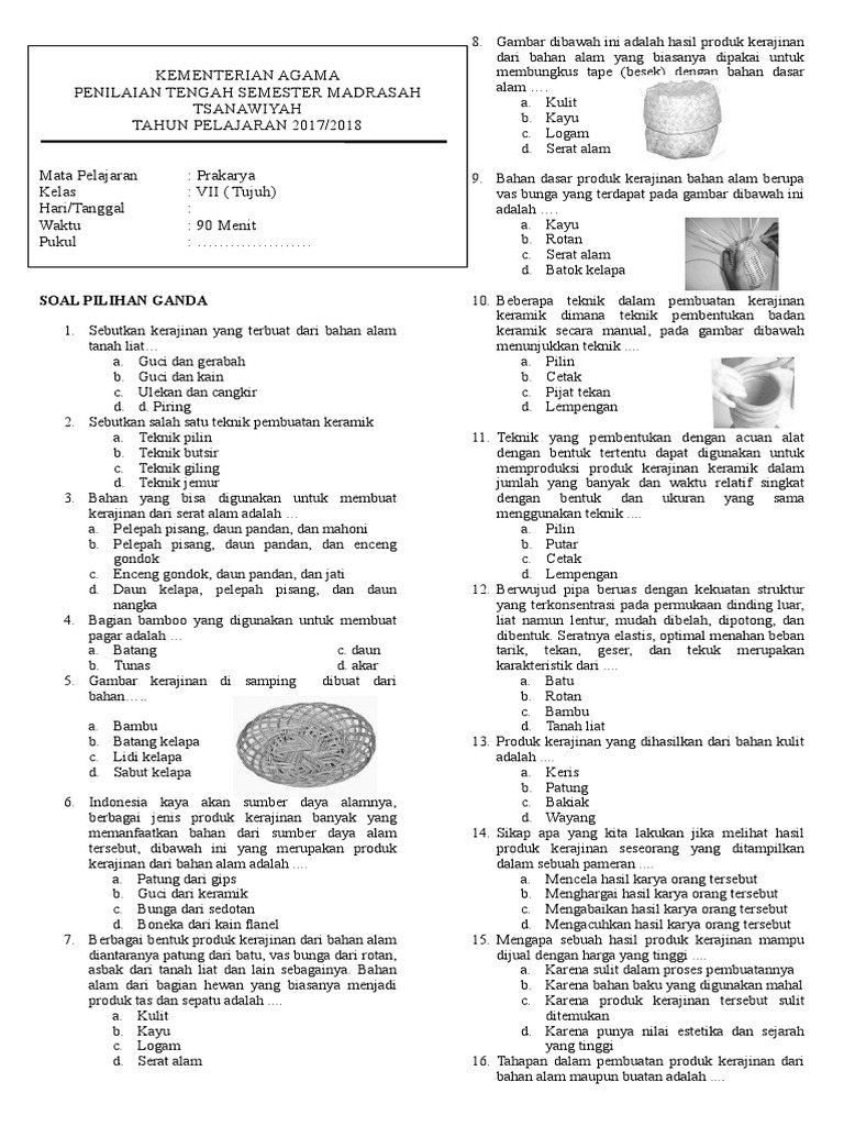 Soal Prakarya Tentang Kerajinan Guru Paud