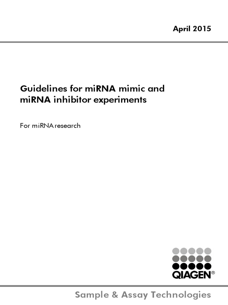 Guidelines For MiRNA Inhibitor PDF Micro Rna Small Interfering Rna