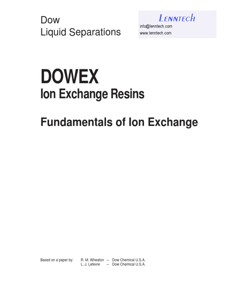Dow Ion Exchange Resins Overview | PDF | Ion Exchange | Hydroxide