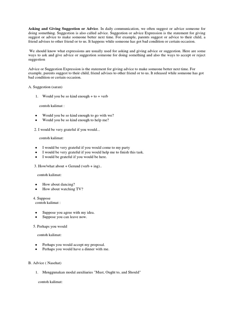 Contoh Dialog Asking And Giving Suggestion Berbagai Contoh