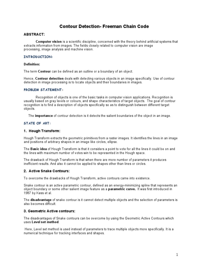 Contour Detection Using Freeman Chain Code PDF Computer Vision Shape