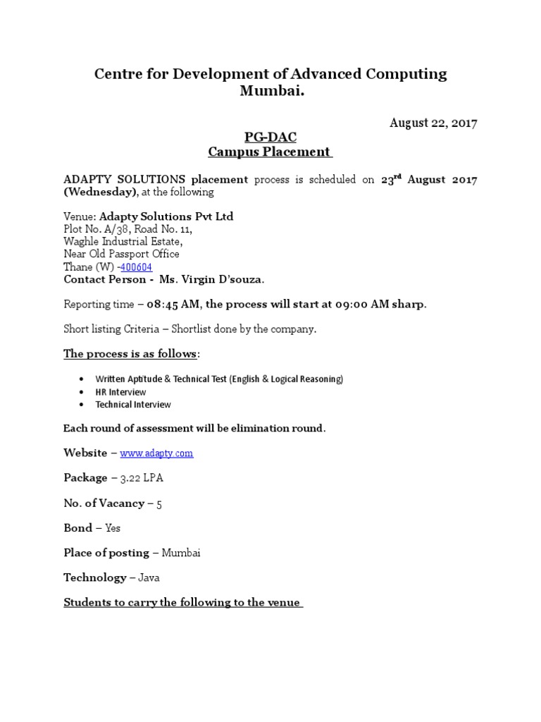 Adapty Solutions Placement Details | PDF | Economies | Computing