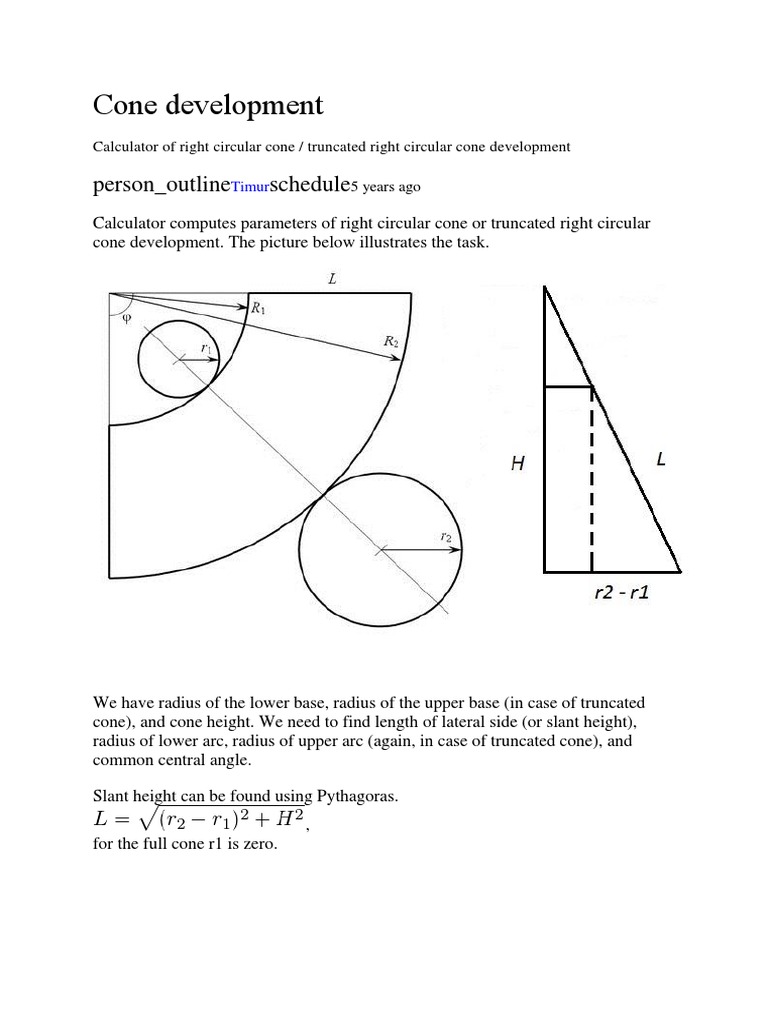 Cone Development Calculator PDF