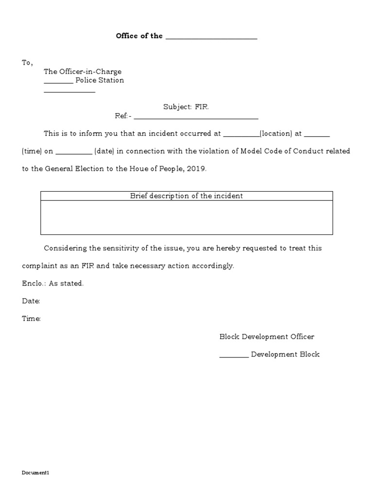 FIR Format for Election Violations | PDF | Social Science