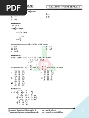 Pembahasan Unbk Smk 2019 Tkp P1 Www M4th Lab Net