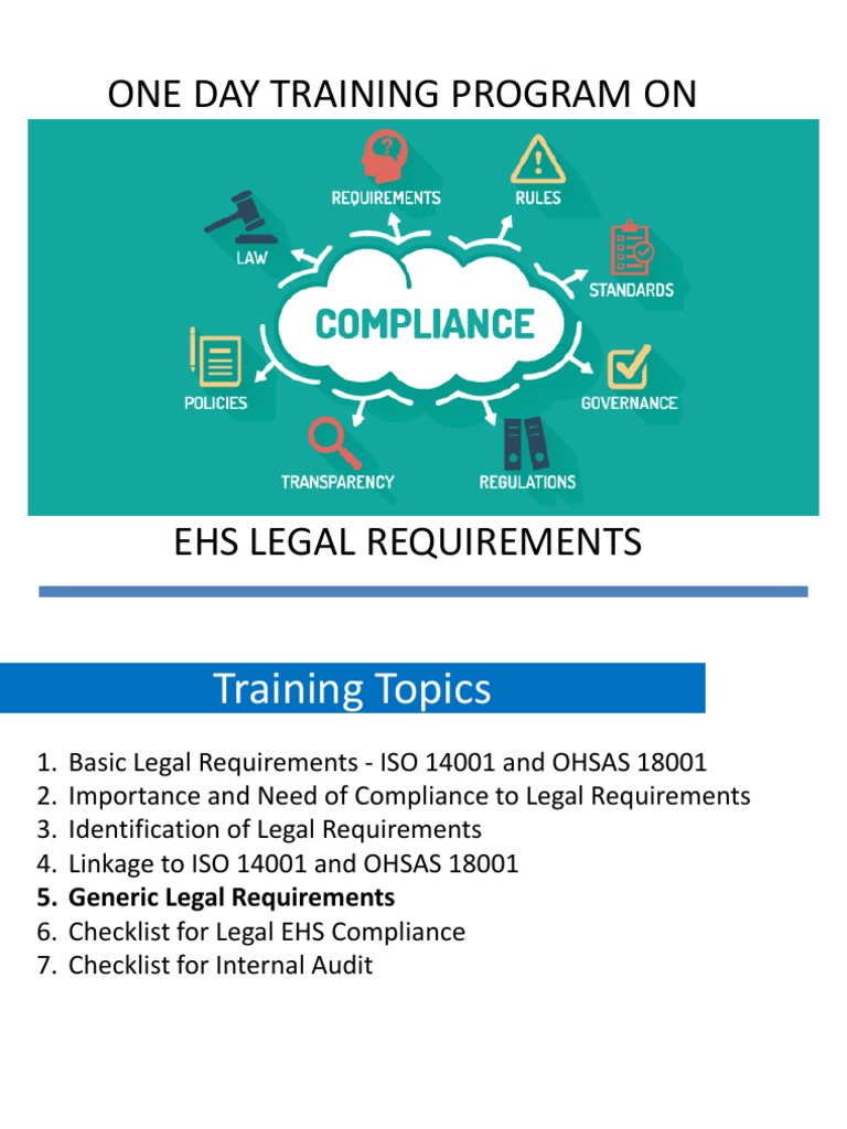 EHS Legal Requirements Training Program | PDF | Personal Protective ...