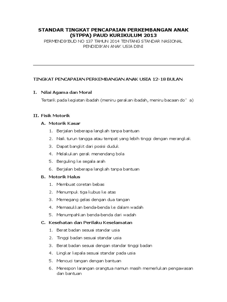 Contoh Dokumen Data Tingkat Pencapaian Perkembangan Anak